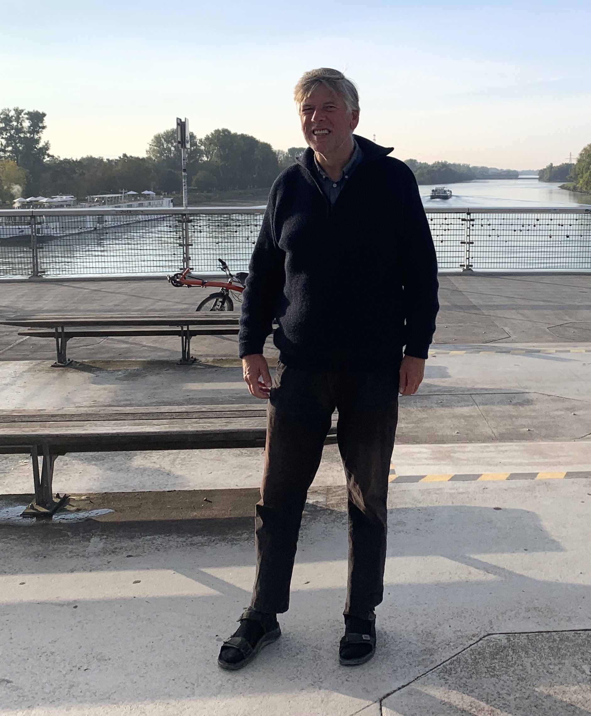 Pieter on the bridge over the Rhine